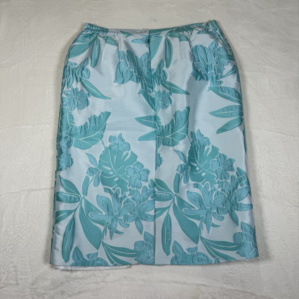 Lily & Taylor Couture Blue Jacquard Floral 2 Piece Skirt Suit Set Womens Size 14 - Picture 8 of 15